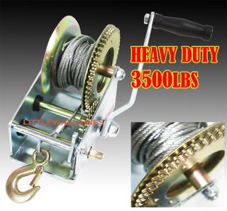 Heavy Duty 3500 lb Hand Cable Winch Boat Trailer Auto Marine