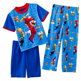 Super Mario Bros Wii 3 PC Pajamas 6 8 10 12 Shirt Pants Shorts PJs