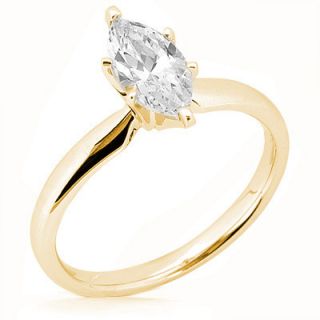 01 Carat Marquise Cut Diamond Solitaire Engagement 14k Yellow Gold