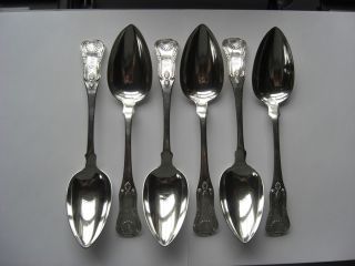  SOUTHERN COIN SILVER KINGS PATTERN TABLESPOONS 6 FREDERICK MARQUAND