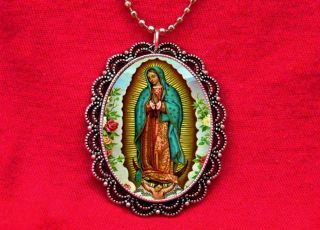 Virgin Mary Lady of Guadalupe Saint Pendant Necklace