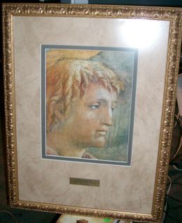 of Saint John from Tribute Money by Masaccio framed matted brass plate