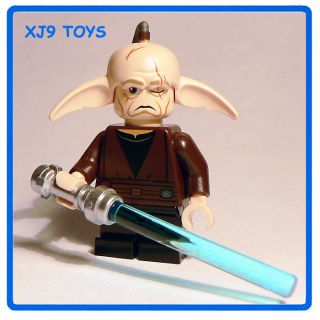 Lego Star Clone Wars Jedi Master Even Piell Minifig Blue Lightsaber