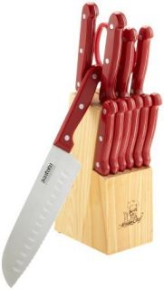 Masterchef 13 Piece Knife Set w Block Red Kitchen Cutlery New Fast