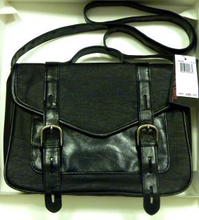MATERIAL GIRL by Madonna Black Double Flap Top Handle Satchel Handbag