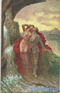 13397 Art Signed Mastroianni Source of Love Couple Kissing Postcard