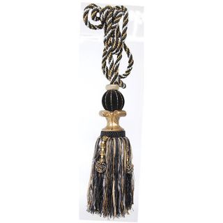 Set of 2 Black and Gold Tassels Accents Decor Martelle New