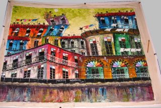 Cuban Abel Garcia Matos 2000 Painting Large Acrylic on Canvas Malecon