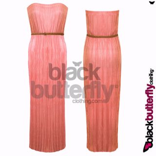 Boobtube Pleated Crinkle Waistbelt Maxi Dress Size 10 20