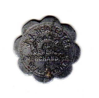1890s Indian Territory Token JJ McAlesters Store CHOCTAW Nation 1 1