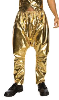 Mens Vanilla Ice MC Hammer Adult 80s Costume Gold Pants