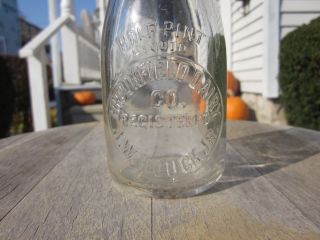 JW Houck Brookfield Dairy Milk Bottle Massillon Ohio Embossed