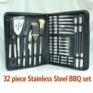 Deluxe 32 Piece Stainless Steel BBQ Set and BBQ Accessories by Grill