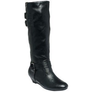 New Womens  Material Girl Pacer Tall Boot Black Small Wedge 8 5