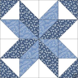 Maywood Blue Floral Star Quilt Top Block Precut Kit