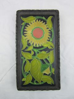 Arts Crafts Motawi Sunflower Tile in Wrought Iron Frame