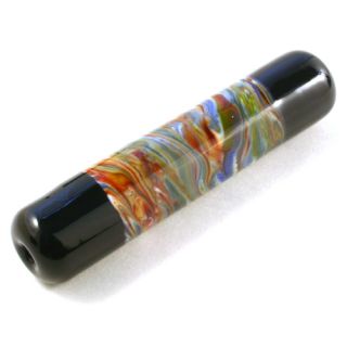 Rainbow Marbled Tube SRA Lampwork Handmade Glass Focal Bead