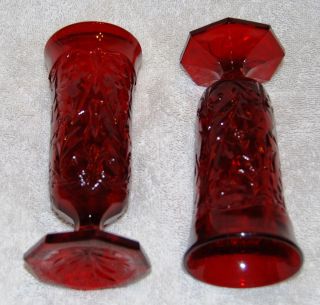 Ruby Red McKee Rock Crystal Glass Goblets Small Parfaits Depression