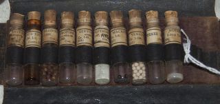 Antique 1800s Leather Medical Kit of Various Medicines