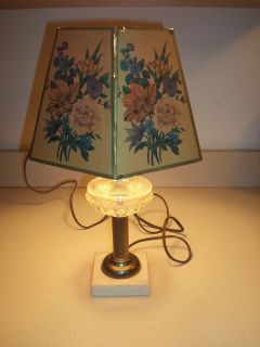 Vintage Brass Glass Lamp with Marble Base