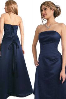 Meg Navy Blue Strapless Corset Bridesmaid Formal Prom Dress New 14