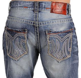 MEK Denim Mens Pushkar Jeans Straight New Medium Blue 29 x 34
