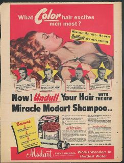 Excites Men Most Modart Shampoo Ad 1950 Robert Stack Mel Torme