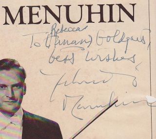 Judaica Yehudi Menuhin Violinist Original Autograph on Leaf of Program