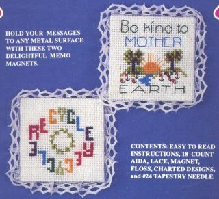 Designs for The Needle Recycle 2 Memo Magnets NIP Cross Stitch Kit