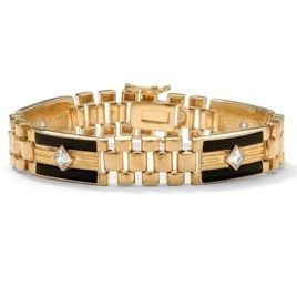 Mens 14k Gold Onyx Bracelet  USA and Worldwide