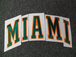 Miami Hurricanes Letters Patch College NCAA New Each Approx 4 1 2