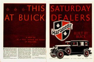 1929 Buick Marquette 2 Page Orig Auto Ad