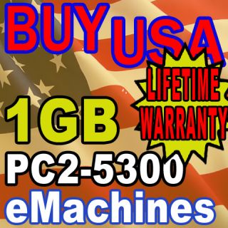 1GB PC2 5300 eMachines W3644 W5233 W5243 Memory RAM