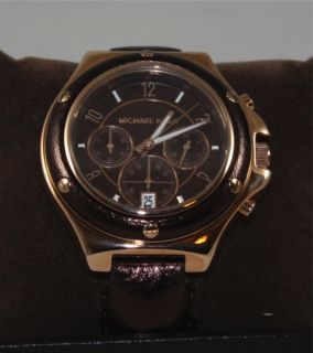 Michael Kors MK5515 Unisex Chronograph Brown Leather Strap Watch New