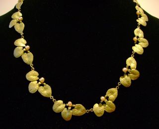 Michael Michaud Water Lily Necklace w Freshwater Pearls