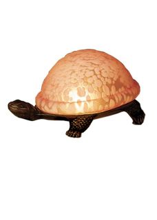Meyda Tiffany 4 Turtle Accent Lamp Pink Mottled Glass Shade on a Metal