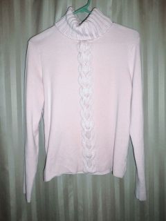 MICHAEL KORS Size L Large Pink Ribbed Turtleneck Braid Sweater Top
