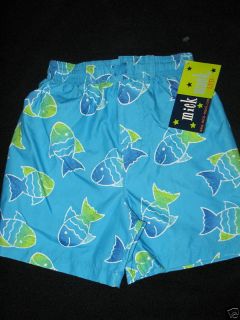 Mick Mack Toddler 2T Boys Turquoise Blue Swim Mesh Lined Shorts Trunk