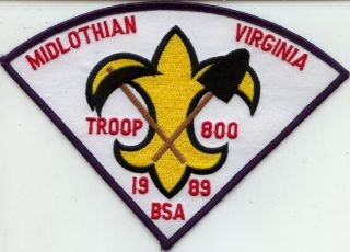 Boy Scouts Patch Troop 800 Midlothian Virginia Y8343