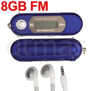 Blue 8GB LCD Mini  WMA Player FM Radio USB Flash Drive