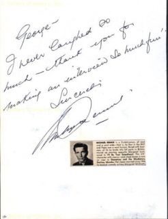 Michael Rennie Autograph Note Signed
