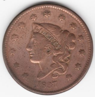 1837 U s Coronet Head Large One Cent Penny Coin Great Detail