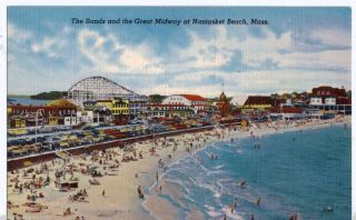 Nantasket Beach Sands and Great Midway Postcard Unused Massachusetts