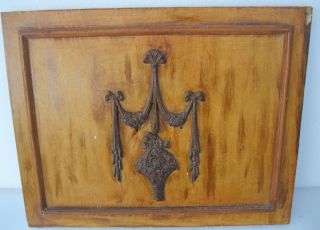 Antique Vintage Panel with Basket of Flowers Ribbons Medallion C