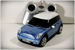 Mini Cooper S Rastar 1 24 Remote Control Car Blue Transmitter Gift toy