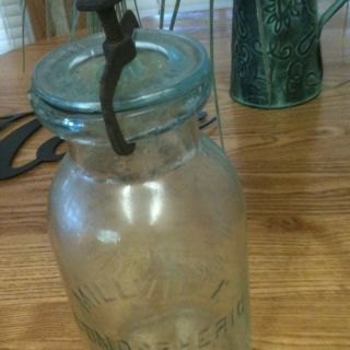 Millville Atmospheric Fruit Jar with Iron Yoke