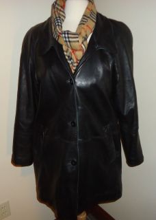 Fleet Street Red Label Womens M Black Leather Jacket Car Coat SOFT