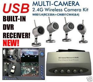 Wireless 4*IR Camera Kit Home Security USB DVR Systems