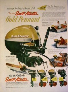 1953 SCOTT ATWATER OUTBOARD BOAT MOTOR   7 1/2 HP PRINT AD!