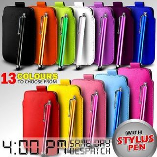 LEATHER PULL TAB SKIN CASE COVER POUCH & STYLUS FITS VARIOUS NOKIA